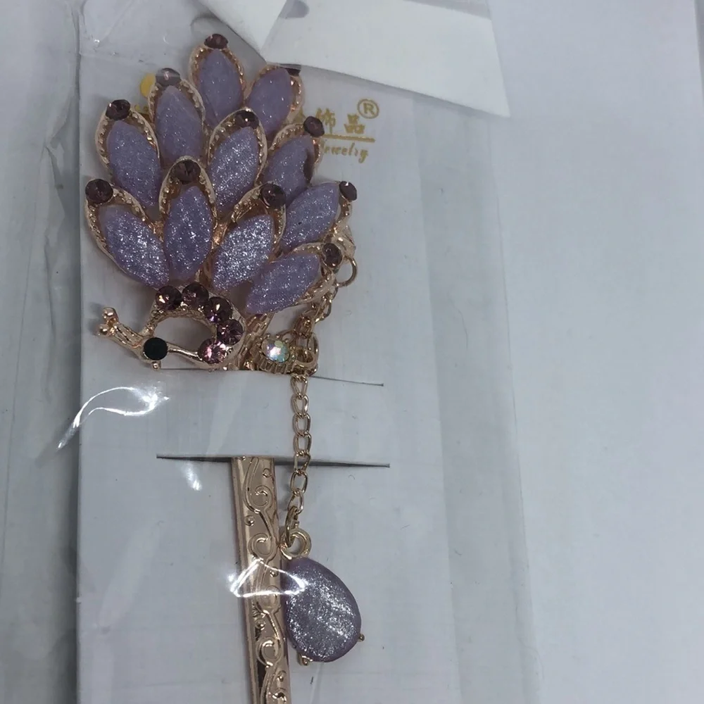 RHINESTONE Metal Hair Stick Chinese Asian Hairpin Chignon  Regal New
